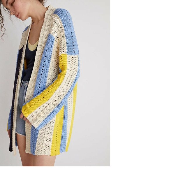Anthropologie Maeve Striped Longline Cardigan - Picture 1 of 9